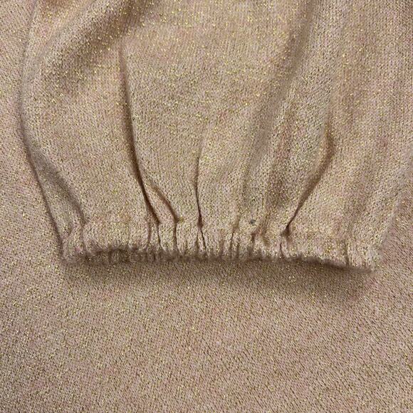 Talbots Tie Back Smocked Shimmer Ruffle Neck Blush Pink Sweater Top Size 2X - Picture 6 of 12